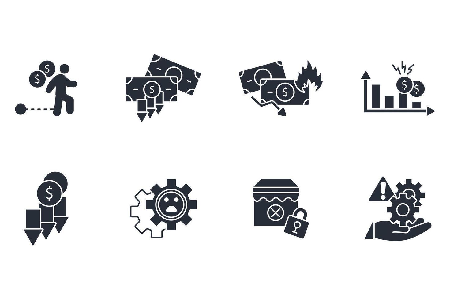 Business failure icon set..Editable stroke.linear style sign for use web design,logo.Symbol illustration. vector