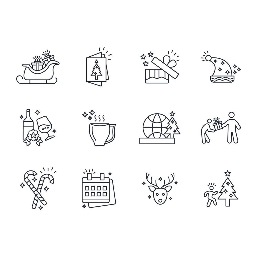 Christmas icon set..Editable stroke.linear style sign for use web design,logo.Symbol illustration. vector