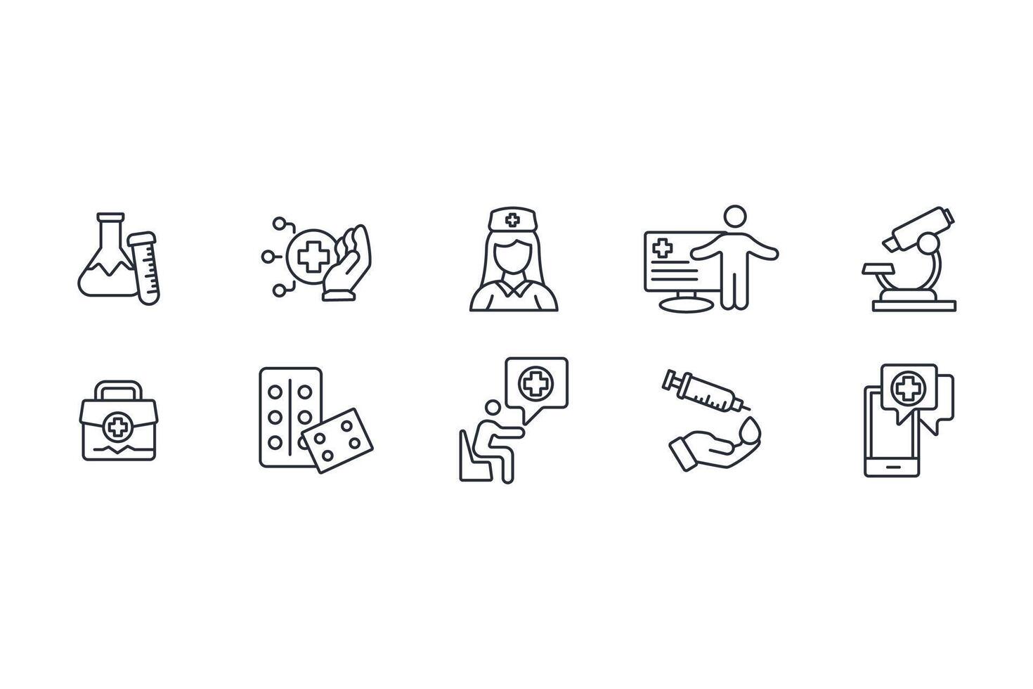 Healthcare and medical icon set..Editable stroke.linear style sign for use web design,logo.Symbol illustration. vector