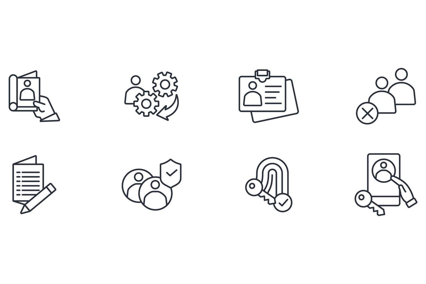 User account icon set..Editable stroke.linear style sign for use web design,logo.Symbol illustration. vector