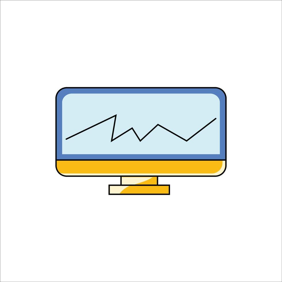 a monitor with a graph on it vector