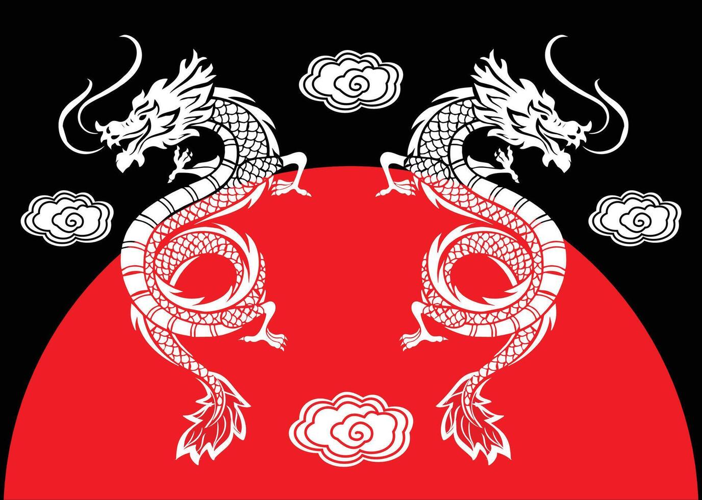 Chinese dragon, with modern colors, very artistic and aesthetic background, illustration, , EPS 10 vector