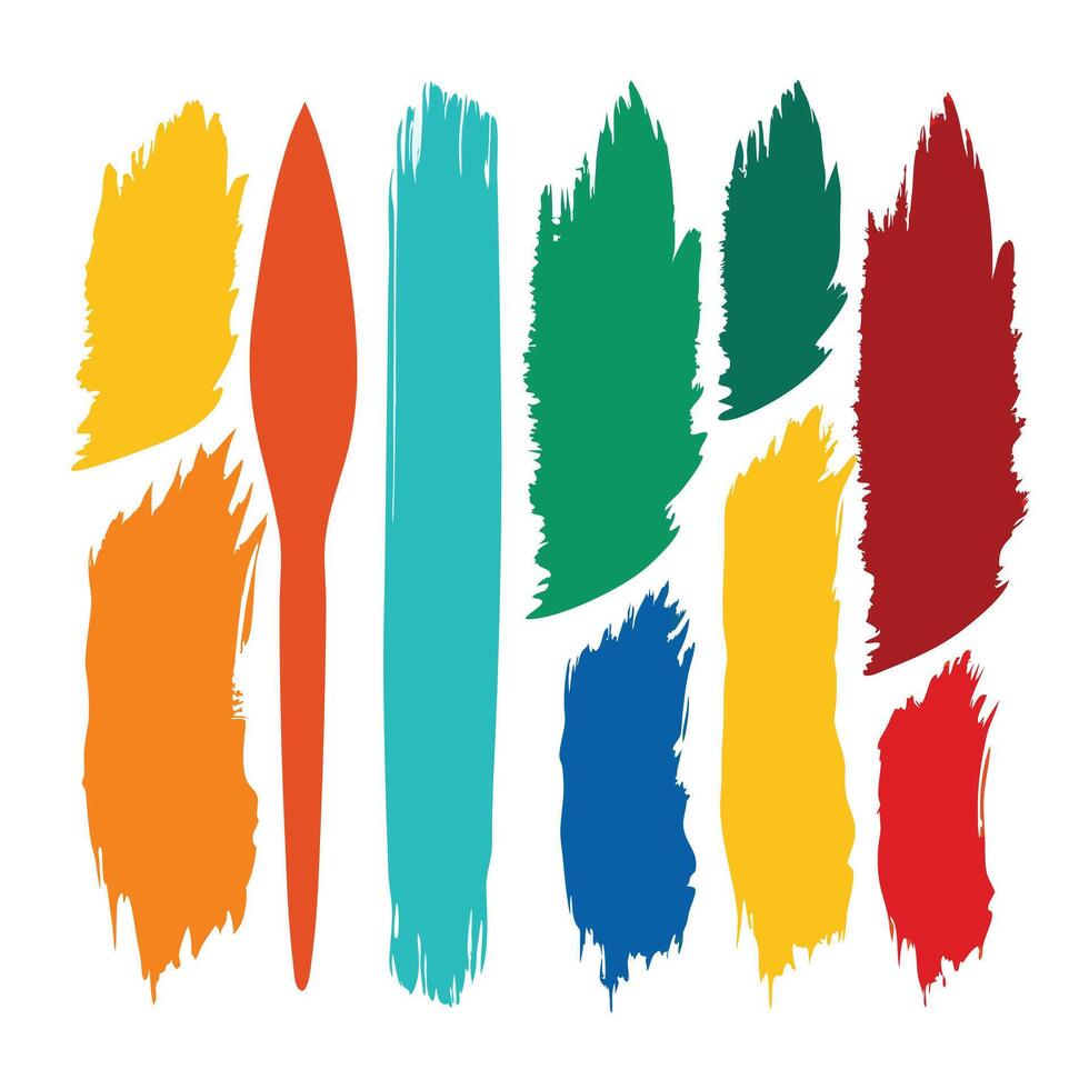 Colorful Paint Strokes, Brush, Palette, Artistic Design, Abstract Texture, Vibrant Hues, Creative. vector