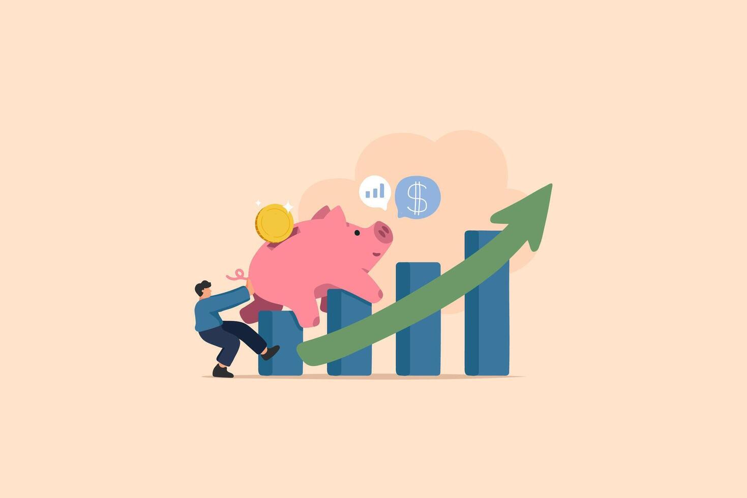 Driving Financial Growth. The Climb Towards Wealth. savings, investments, and achieving monetary goals. vector