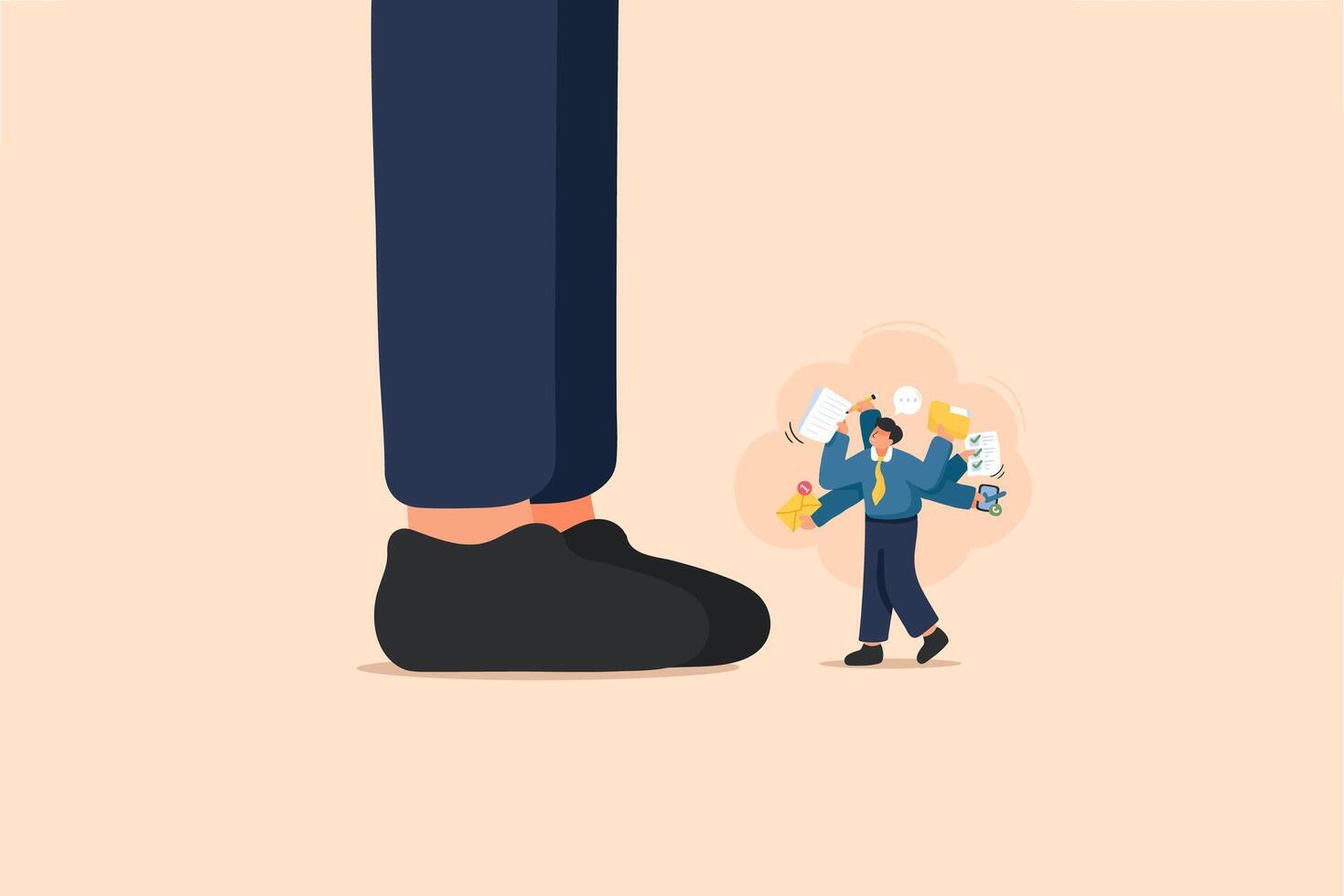 Unfair Competition. Employee vs. Giant Boss vector