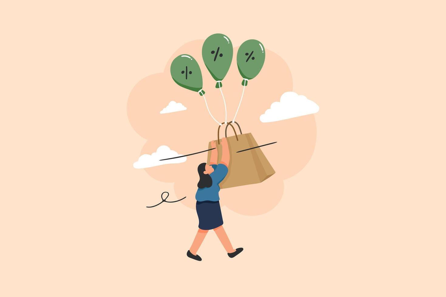 Shopping Inflation Illustration. Rising Prices and Consumerism Concept vector