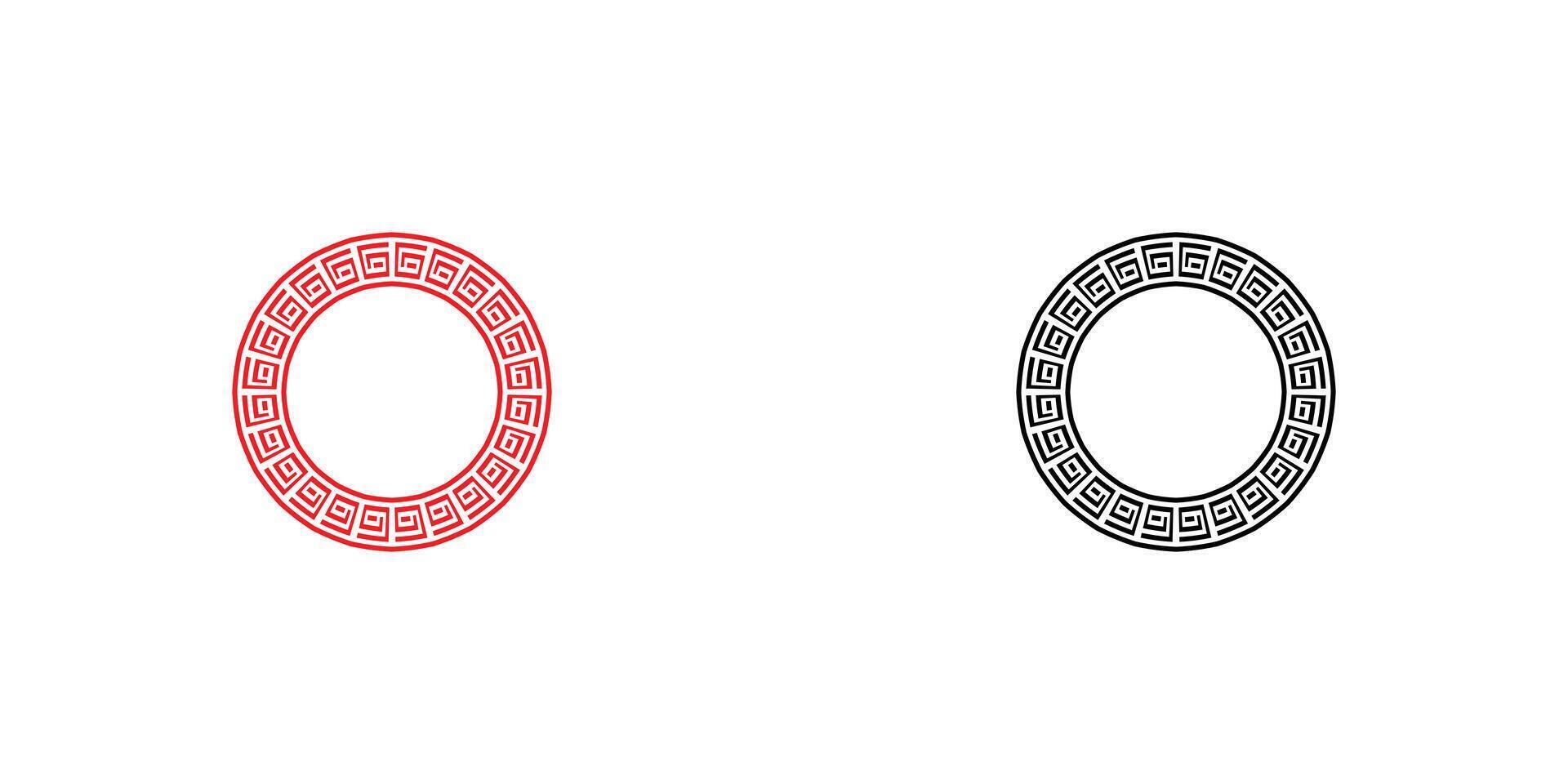 Chinese round frame ,Greek style background premium vector