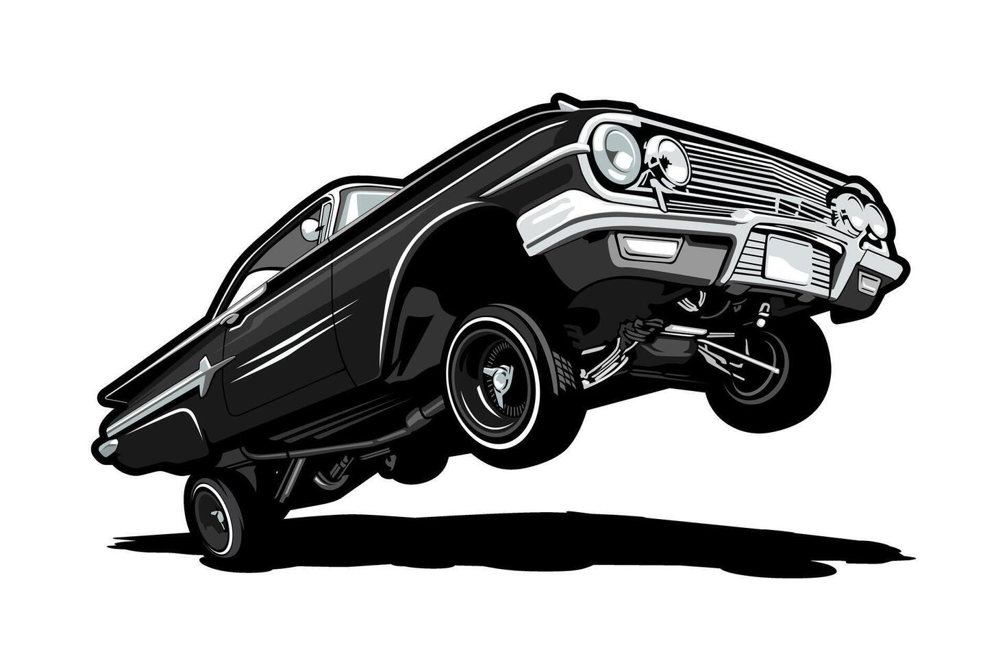 lowrider classic car front side logo icon design vector