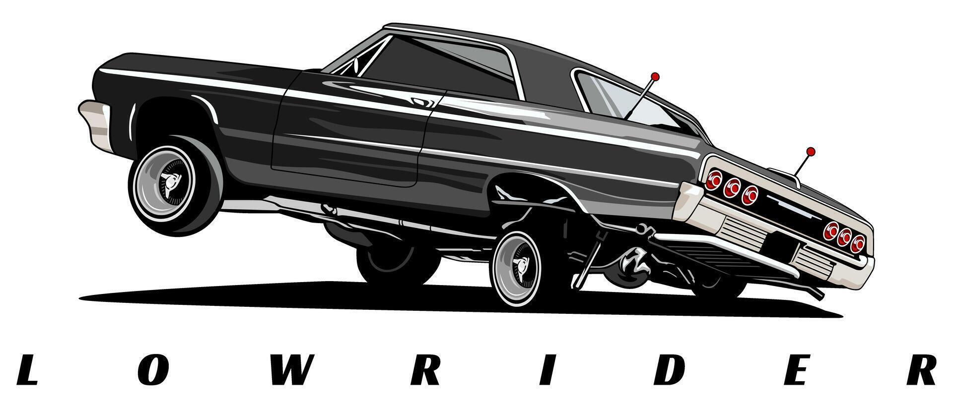 lowrider classic car logo icon back side design vector