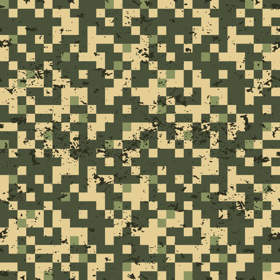 Seamless pattern square green camouflage grunge vector