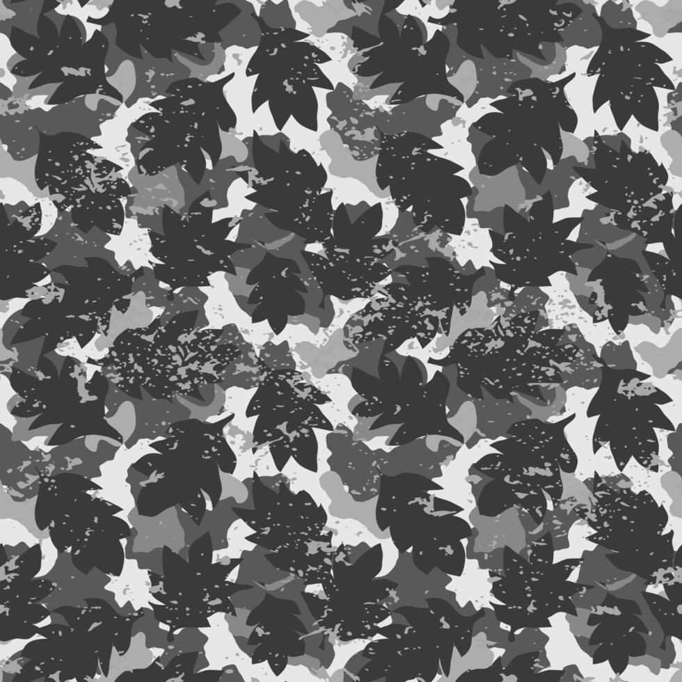 Seamless pattern black camouflage leaves grunge vector