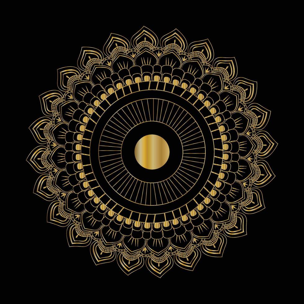 Luxury mandala background with Black golden vector