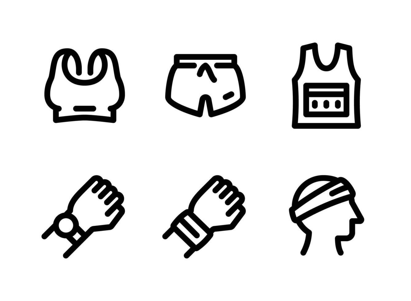 Sport Bra, Short Pants, Shirt Line Icons vector