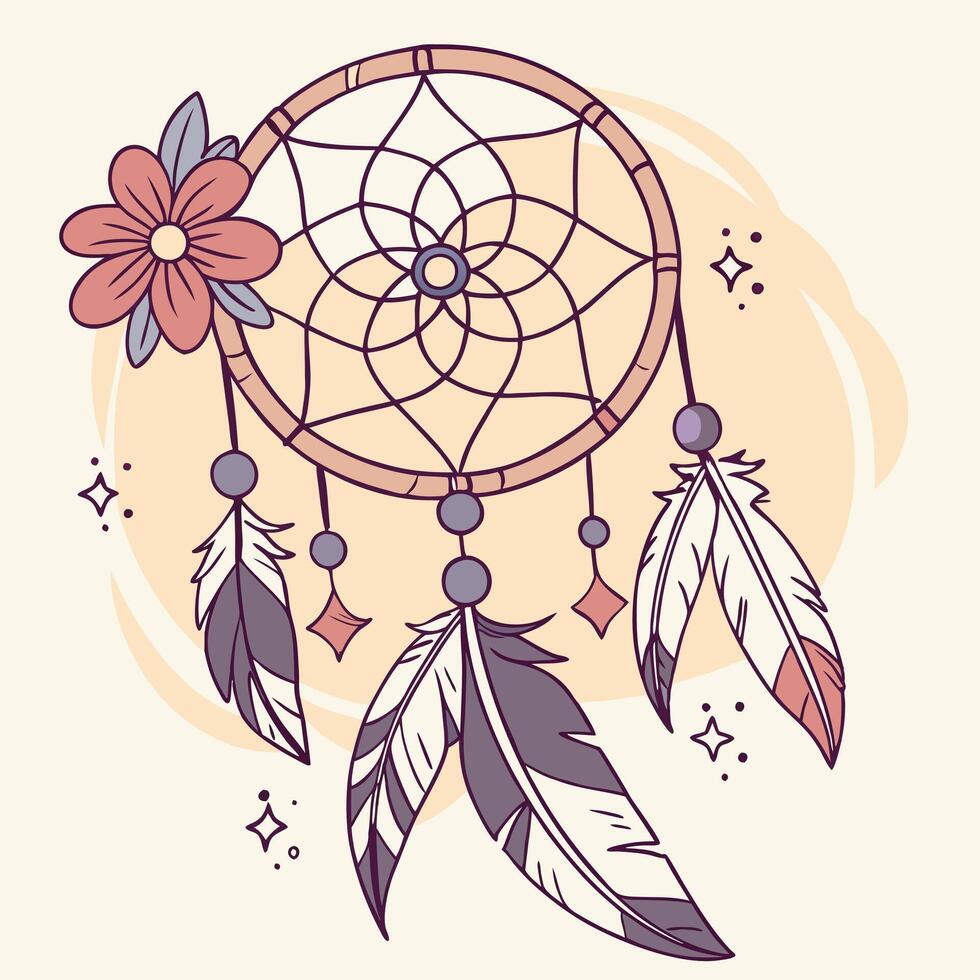 Magic dream catcher with a background vector