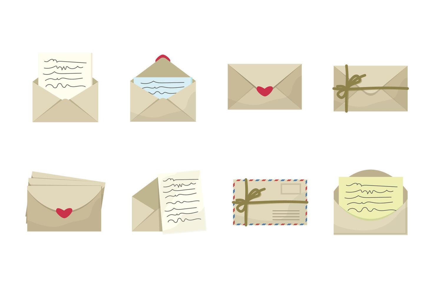 Vintage Envelope Set Hand Drawn Letter Envelopes Collection vector