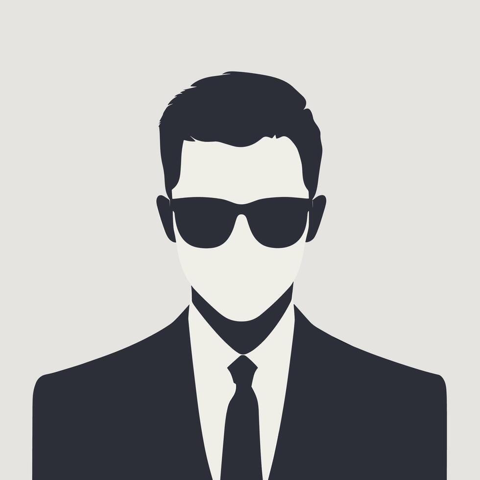Monochrome Silhouette of a Man in Suit Wearing Sunglasses vector