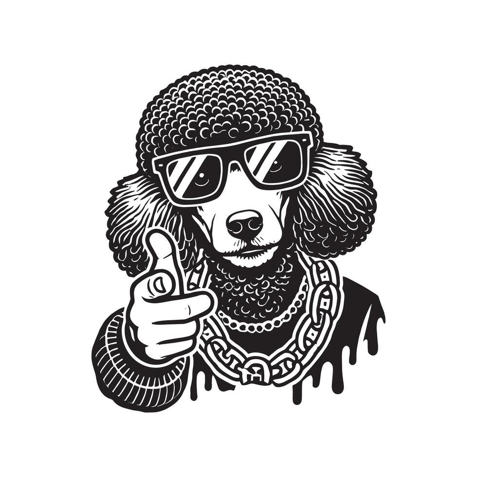 A black and white poodle dog head icon vector