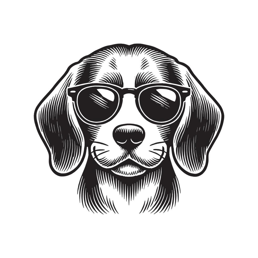 Beagle Dog Wearing Sunglasses vector