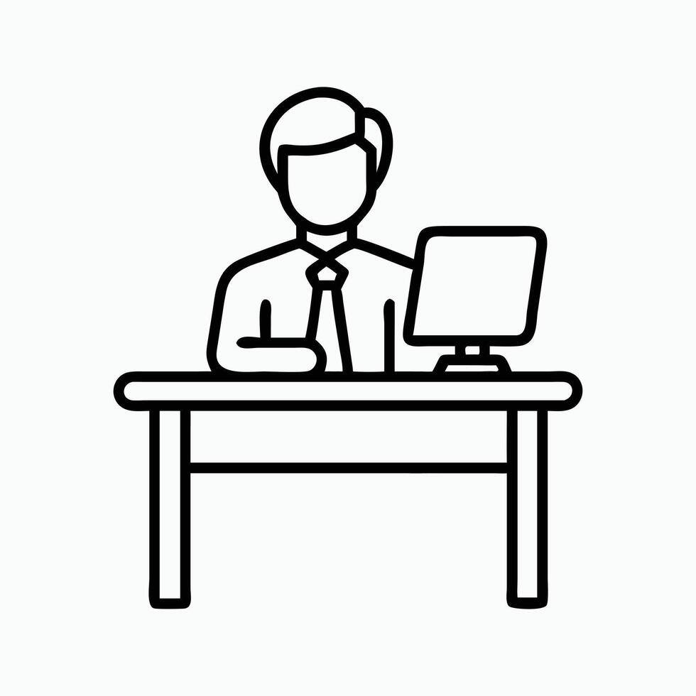 Man working at desk illustration vector