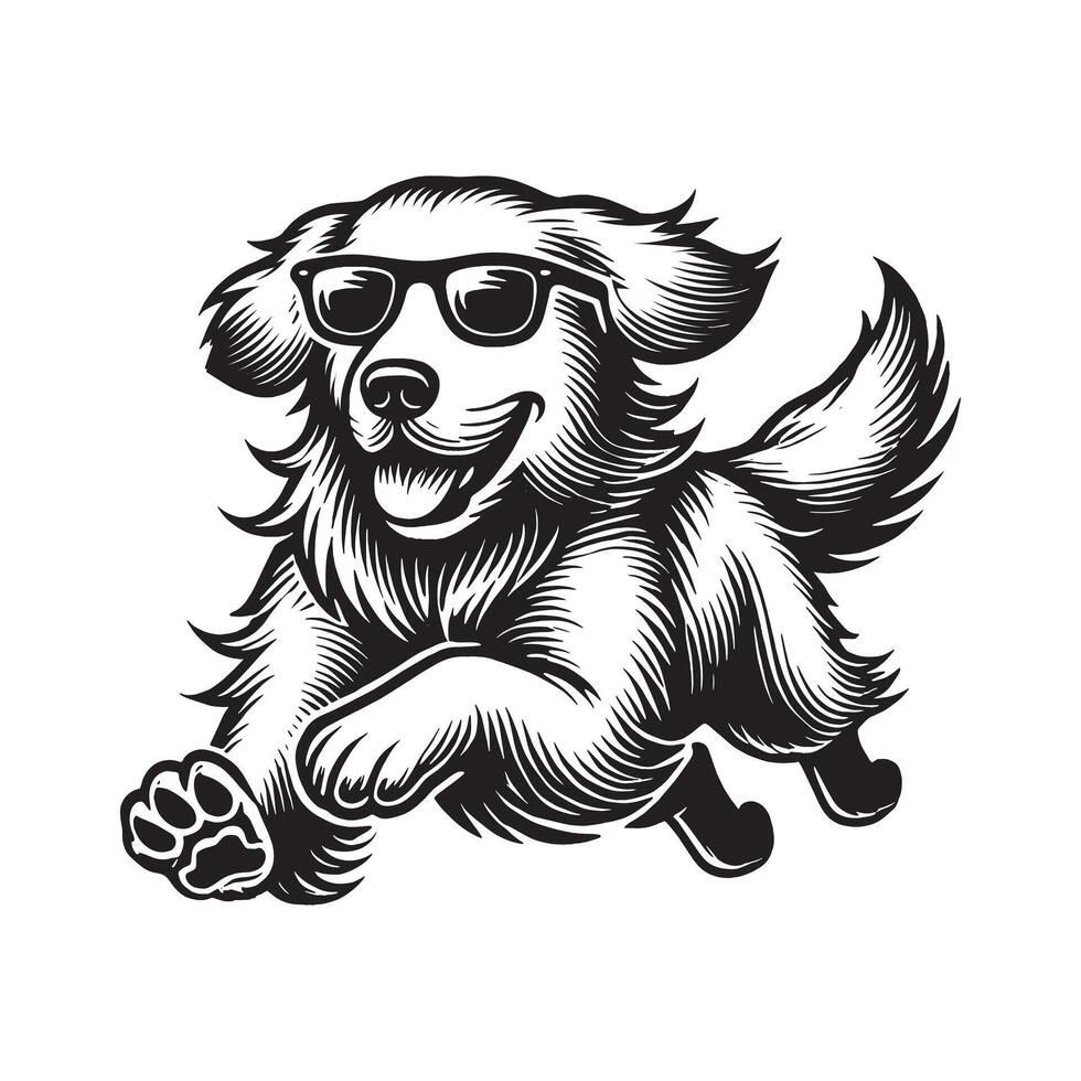 Black and white dog with glasses vector