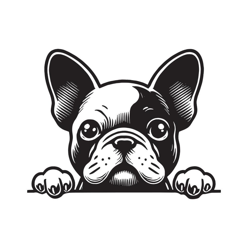 Cute peeking head silhouette, Cute dog logo silhouette for prints vector