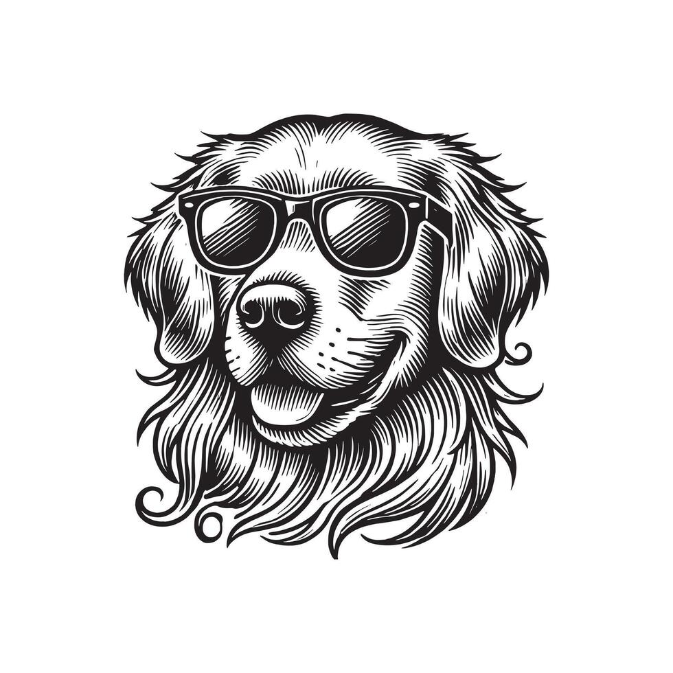 a dog wearing sunglasses silhouette vector