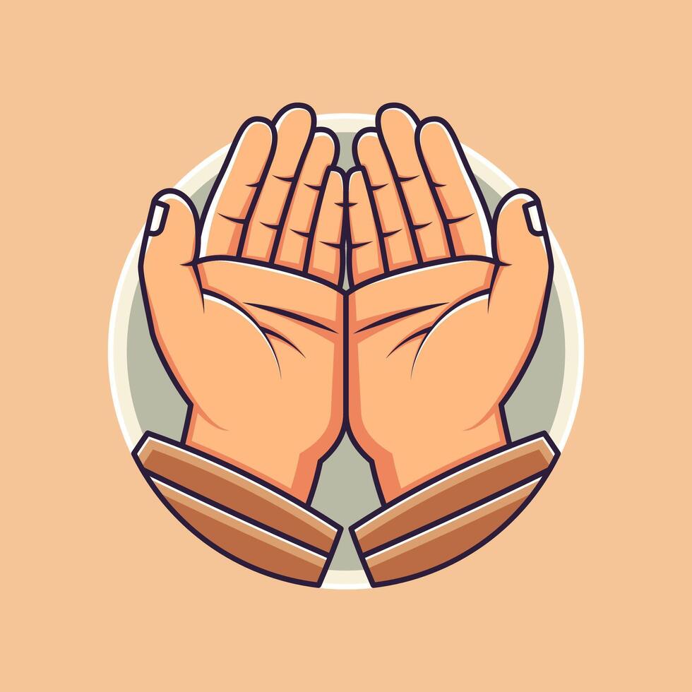 Simple Cartoon Illustration Style of Close Up Praying Hands vector