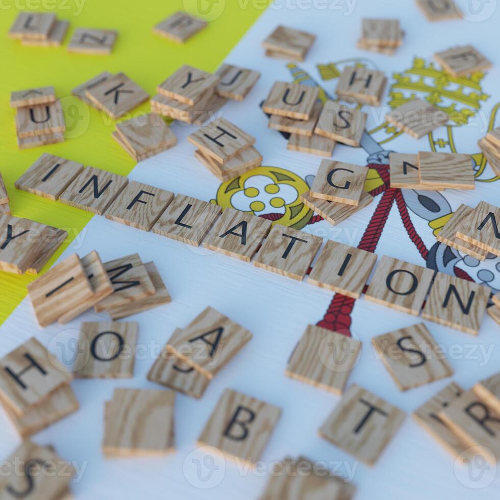Inflation in Vatican City Represented with Scrabble Letters photo
