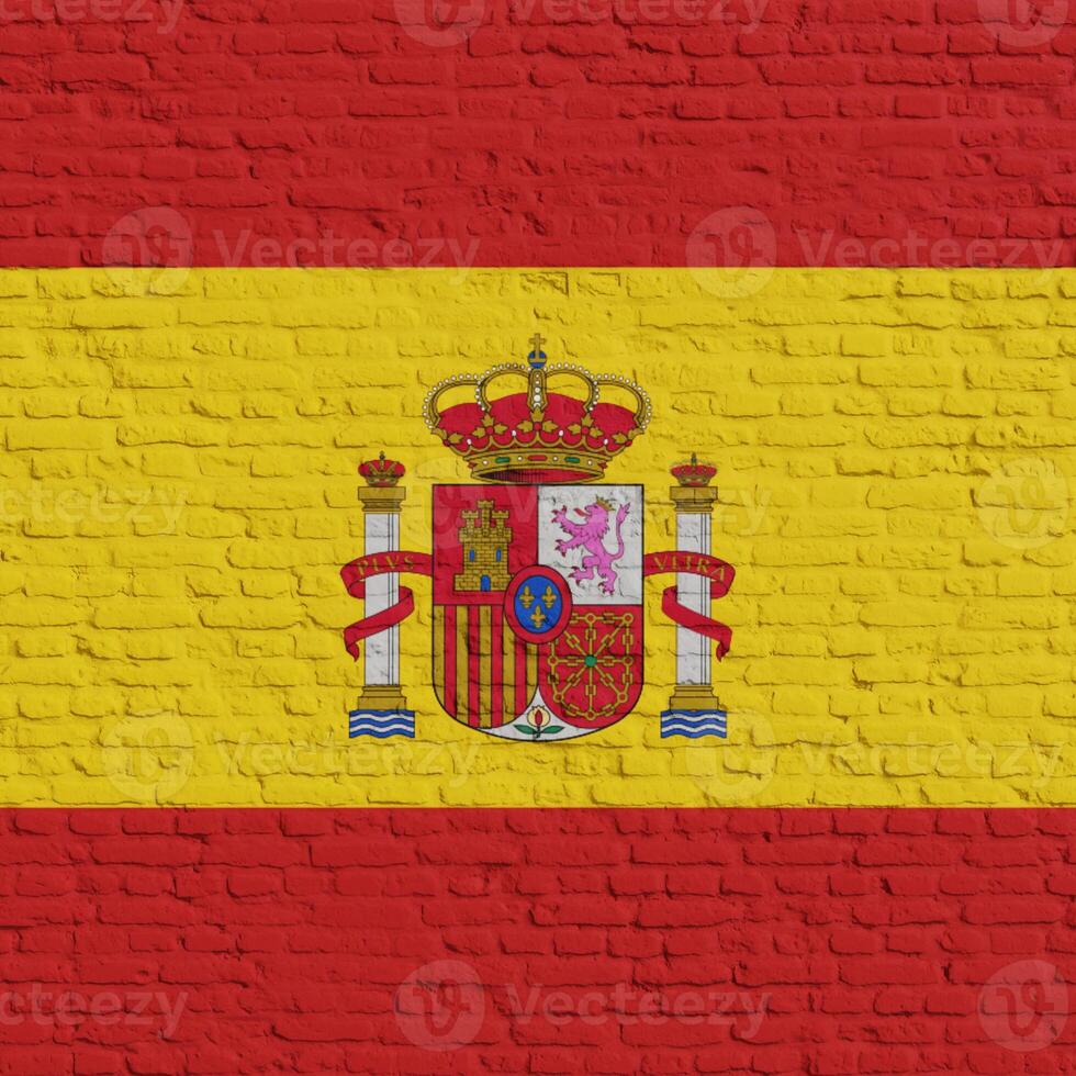 Brick Wall With Flag Of Spain photo