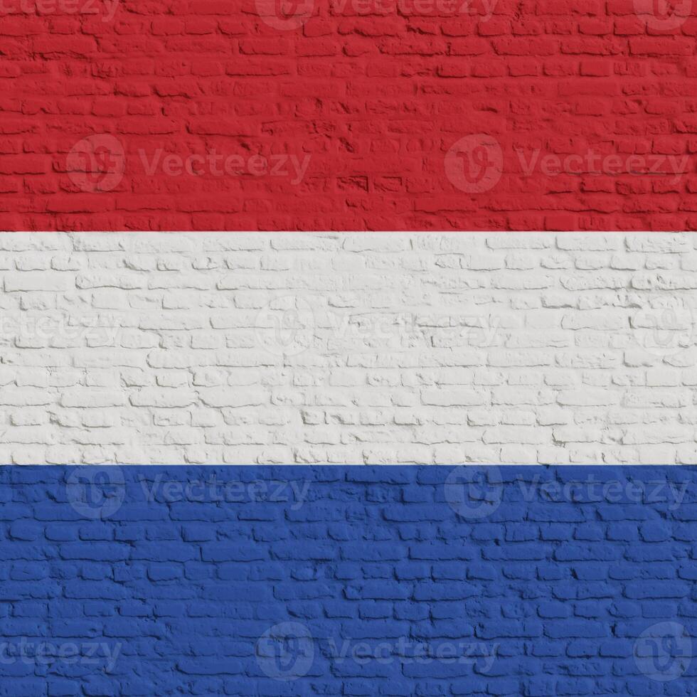 Brick Wall With Flag Of Netherlands photo