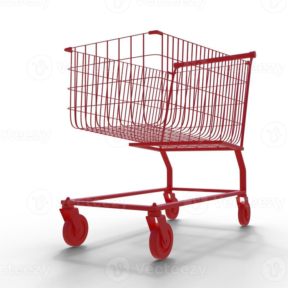 Empty Red Shopping Cart photo