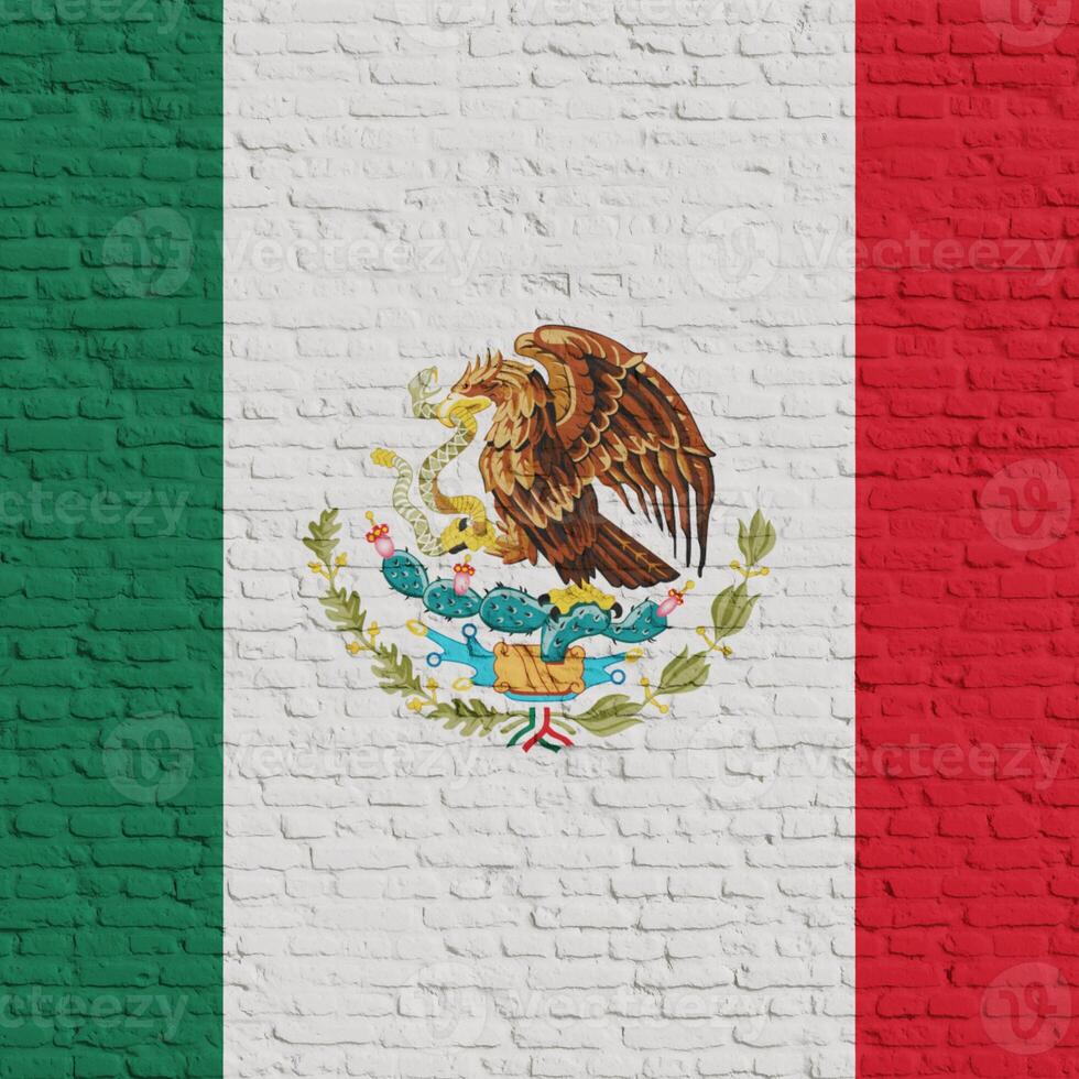 Brick Wall With Flag Of Mexico photo