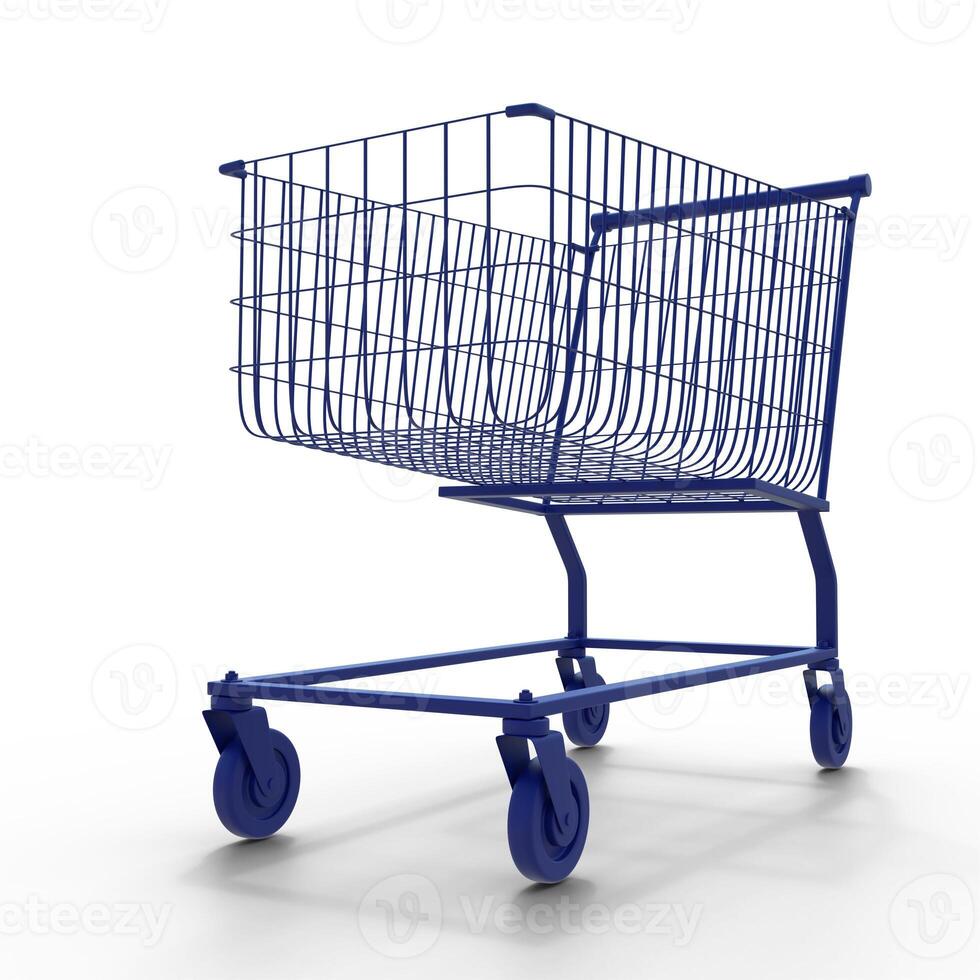 Empty Blue Shopping Cart photo
