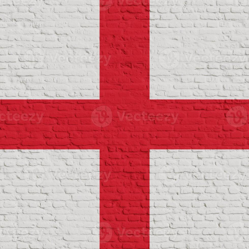Brick Wall With Flag Of England photo