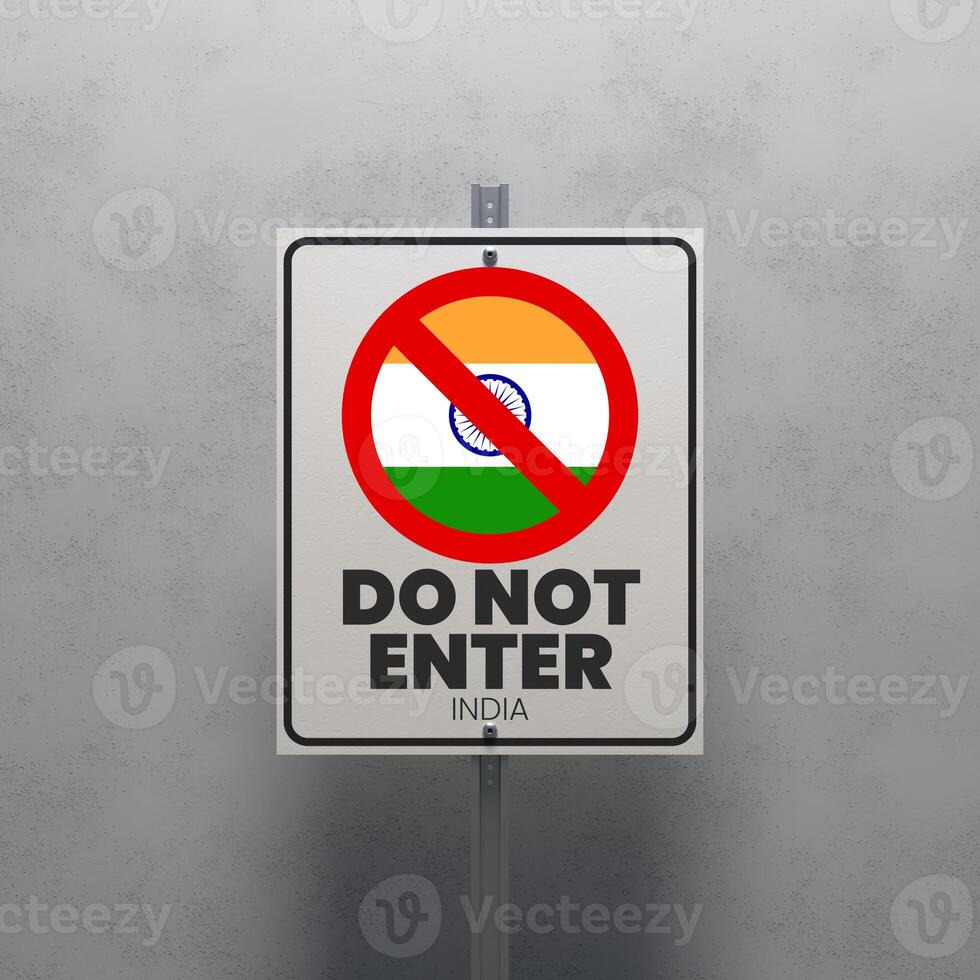 No Entry sign displaying the India flag photo