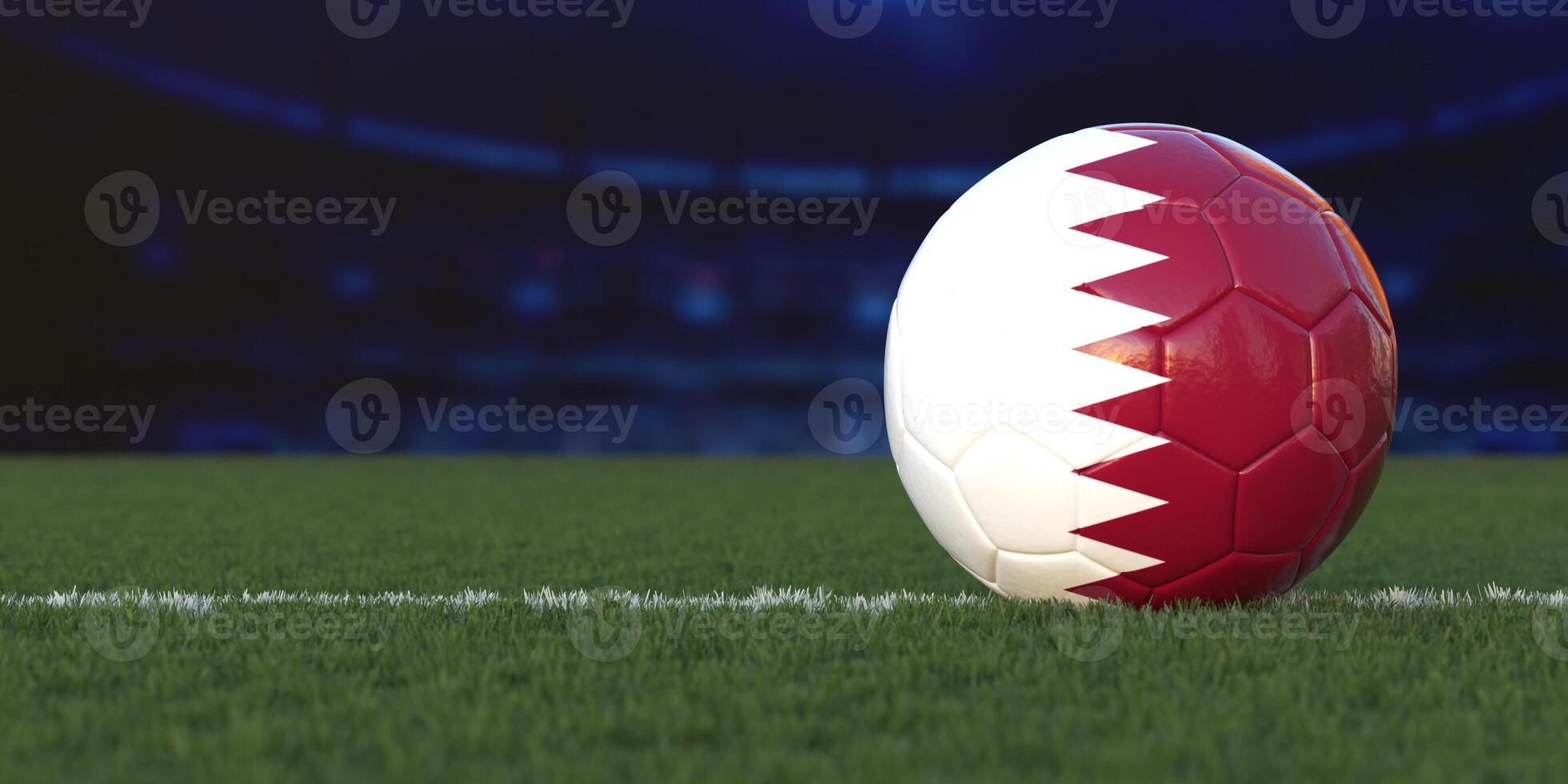 Flag of Qatar On Soccer Ball photo