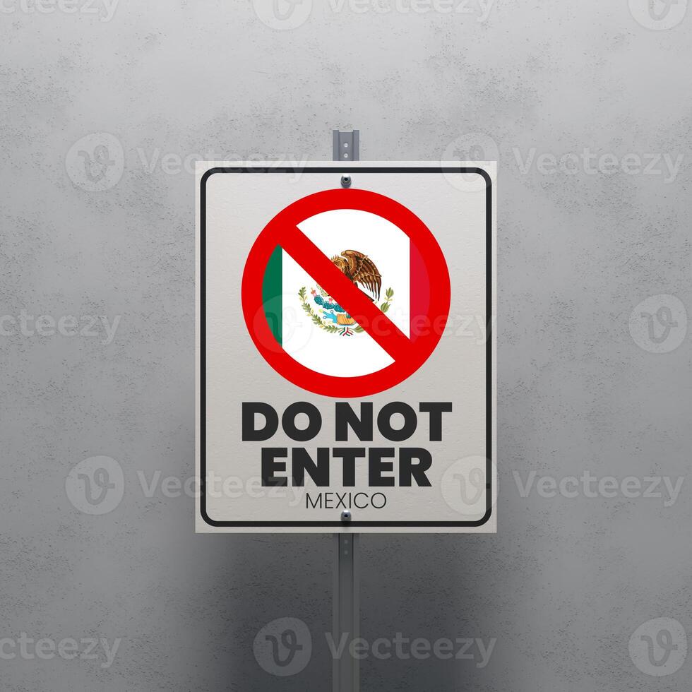 No Entry sign displaying the Mexico flag photo