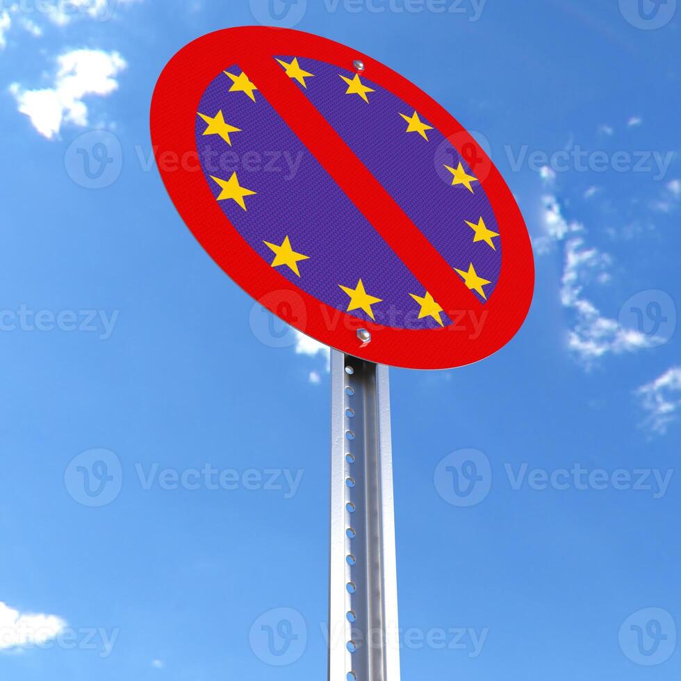 Do Not Enter sign with the flag of EU photo