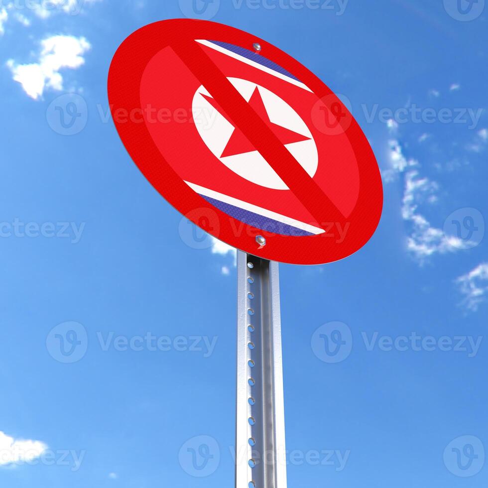Do Not Enter sign with the flag of North Korea photo