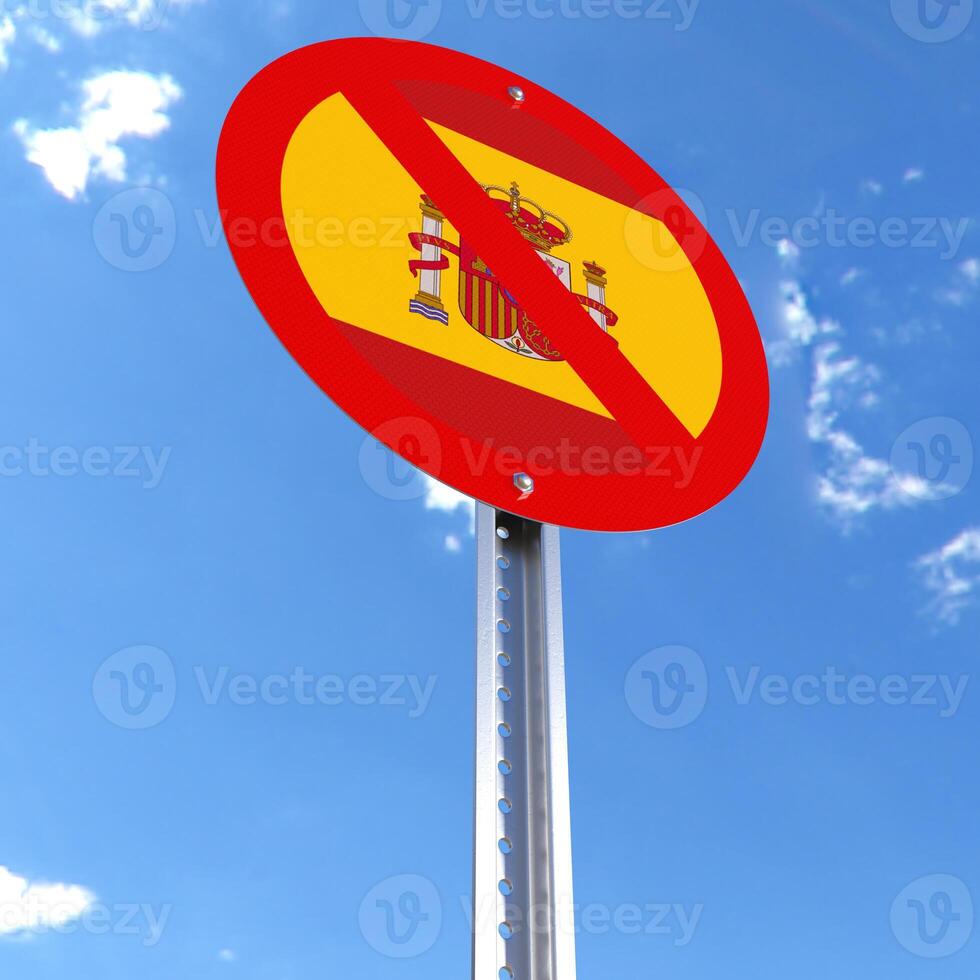 Do Not Enter sign with the flag of Spain photo
