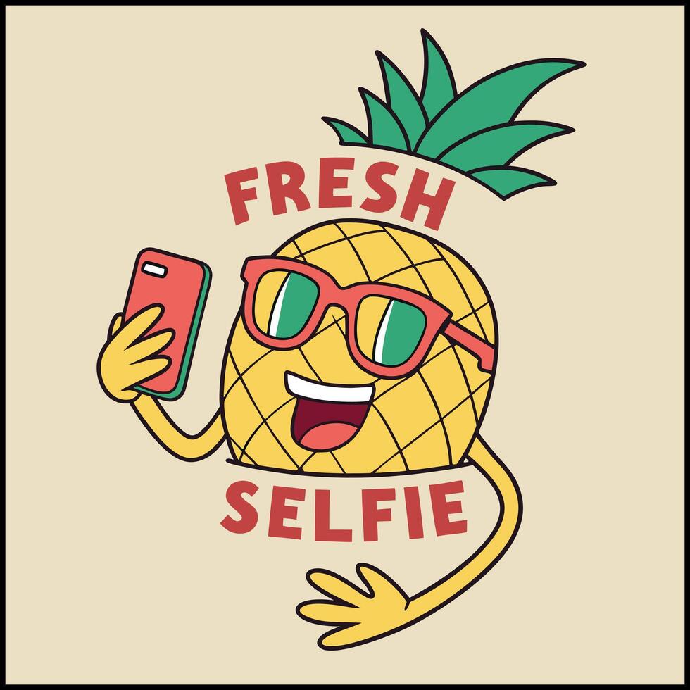 Summer Vibes Pineapple T-Shirt Design vector