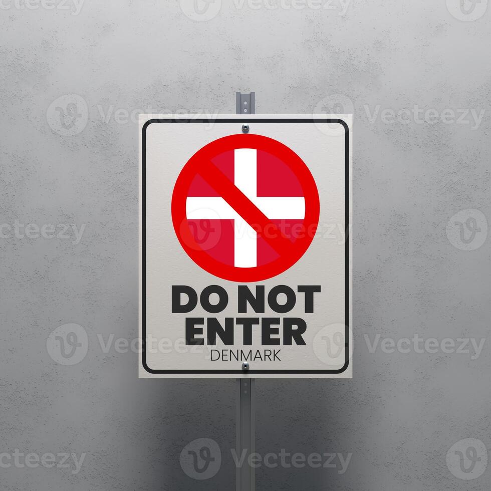 No Entry sign displaying the Denmark flag photo
