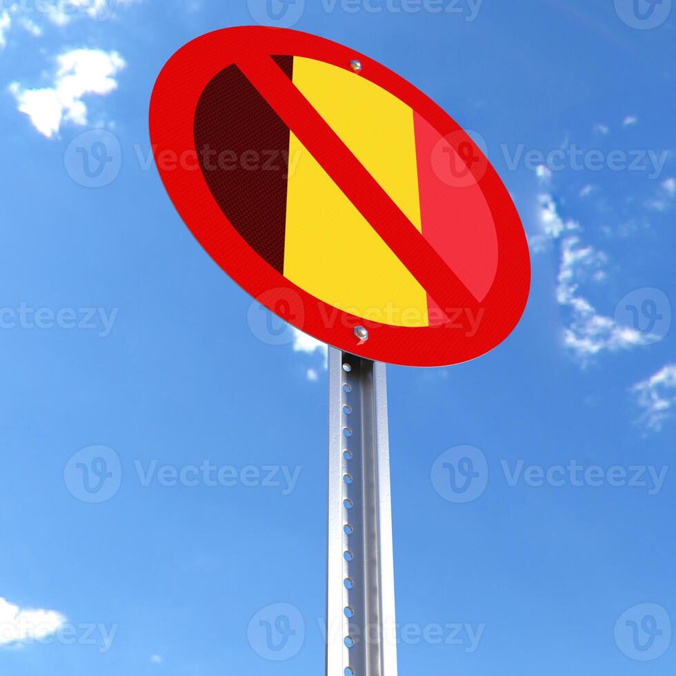 Do Not Enter sign with the flag of Belgium photo