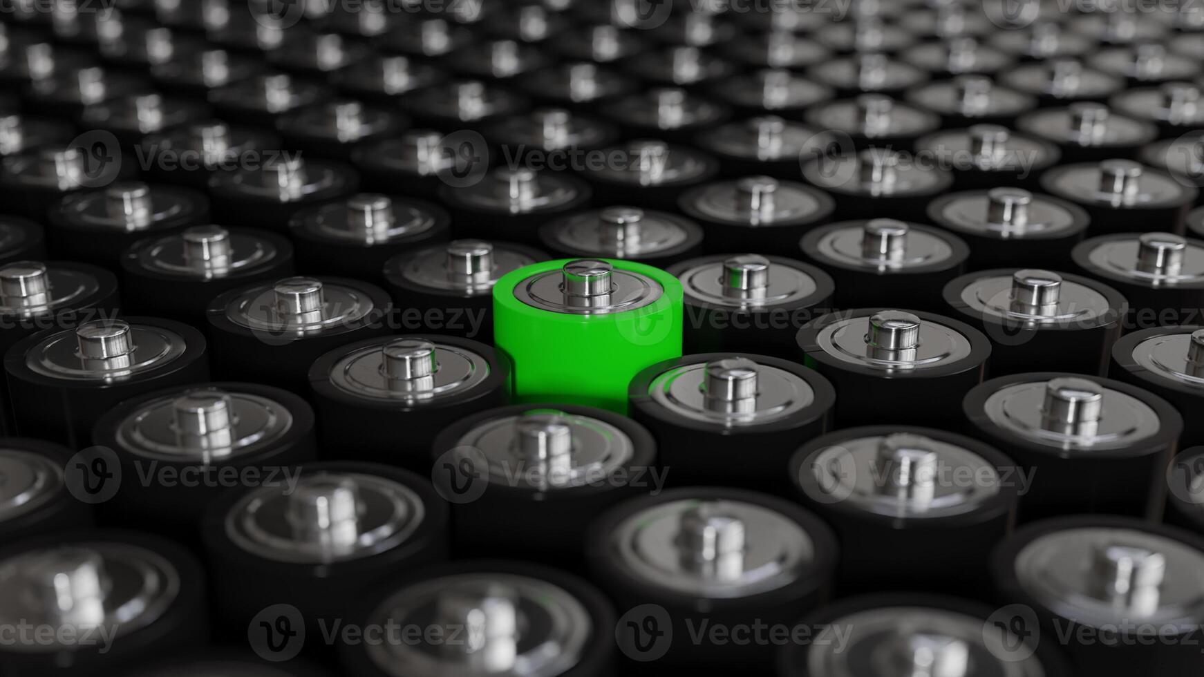 Green recyclable battery and regular batteries with light and focus photo