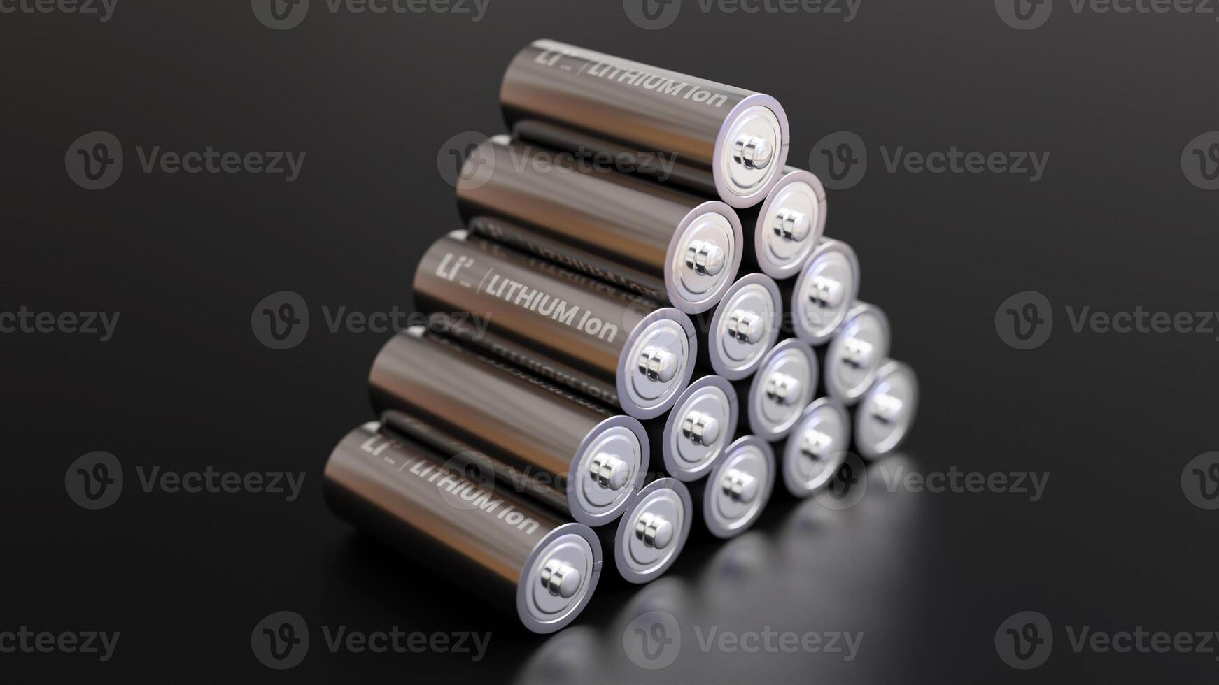 A pile of Lithium Ion batteries with dark background photo