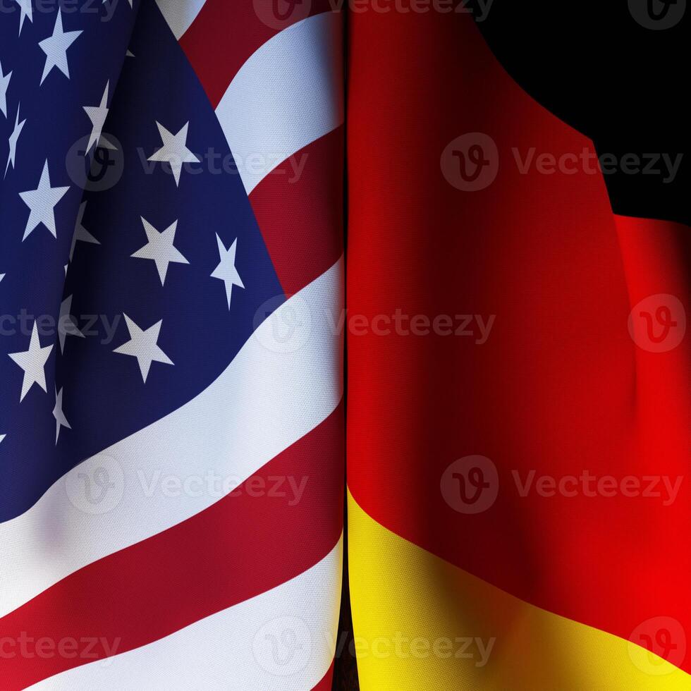 US And Germany Flag Waving Symbol Of Relation photo