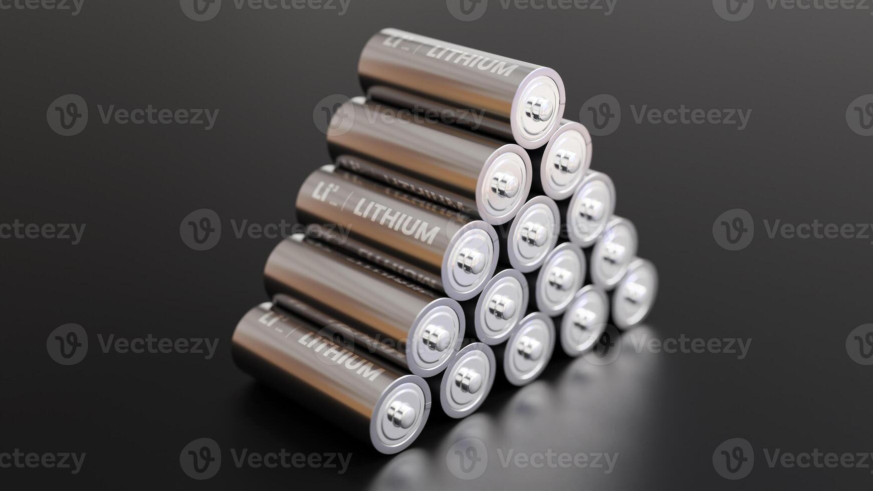 A pile of Lithium batteries with dark background photo