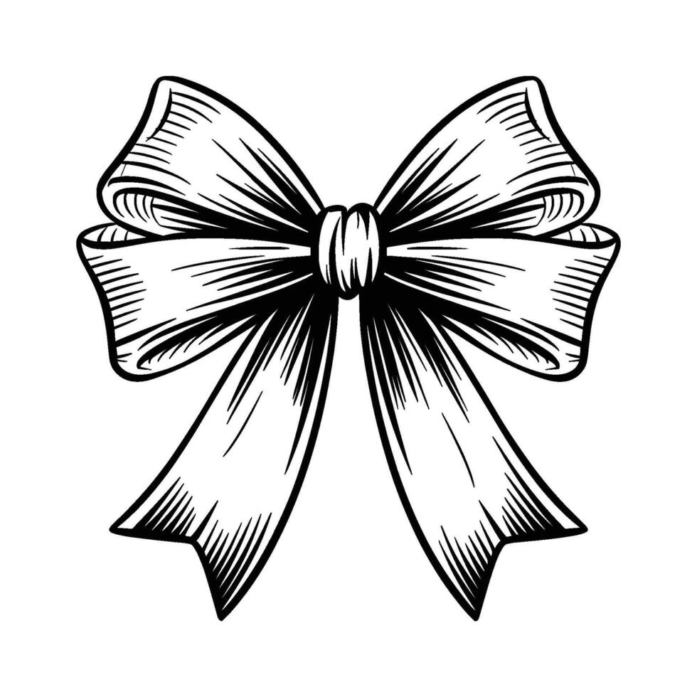 A black and white drawing of doodle bow image vector