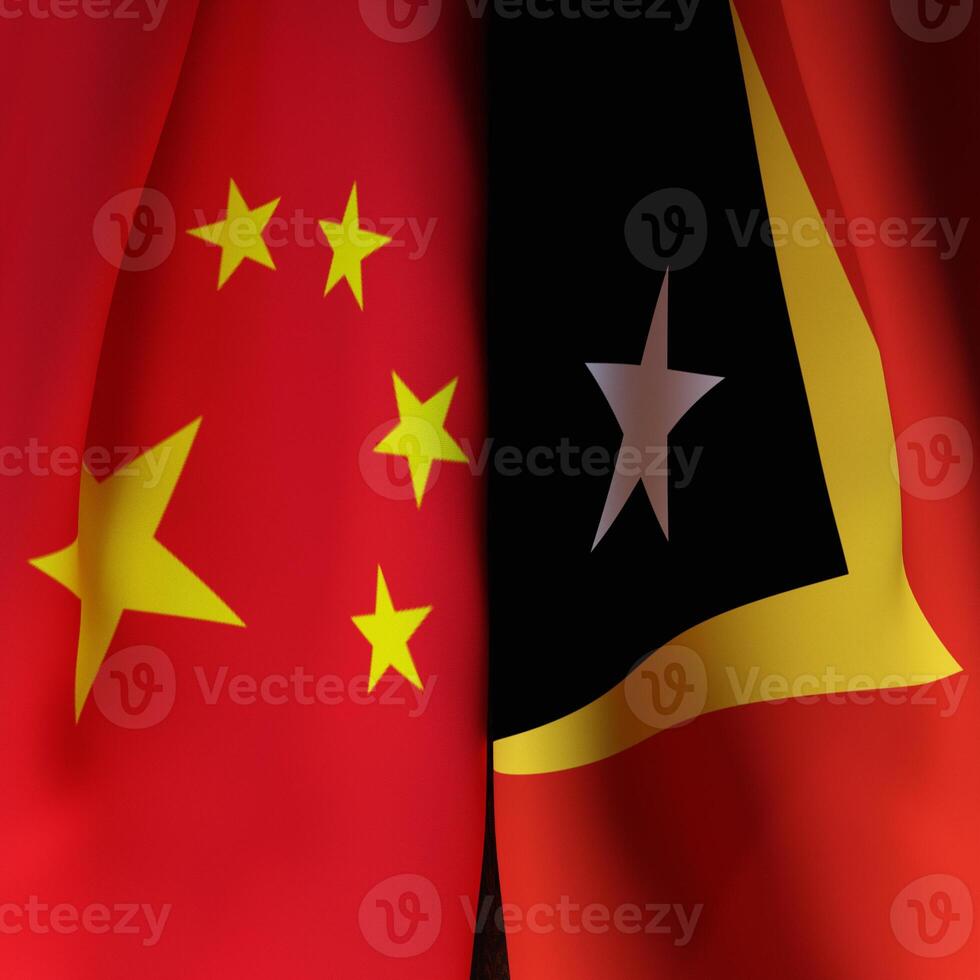 Waving Flags Of China And East Timor photo