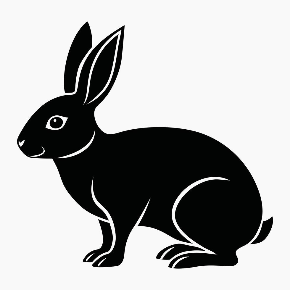 Elegant Black Silhouette of a Rabbit vector